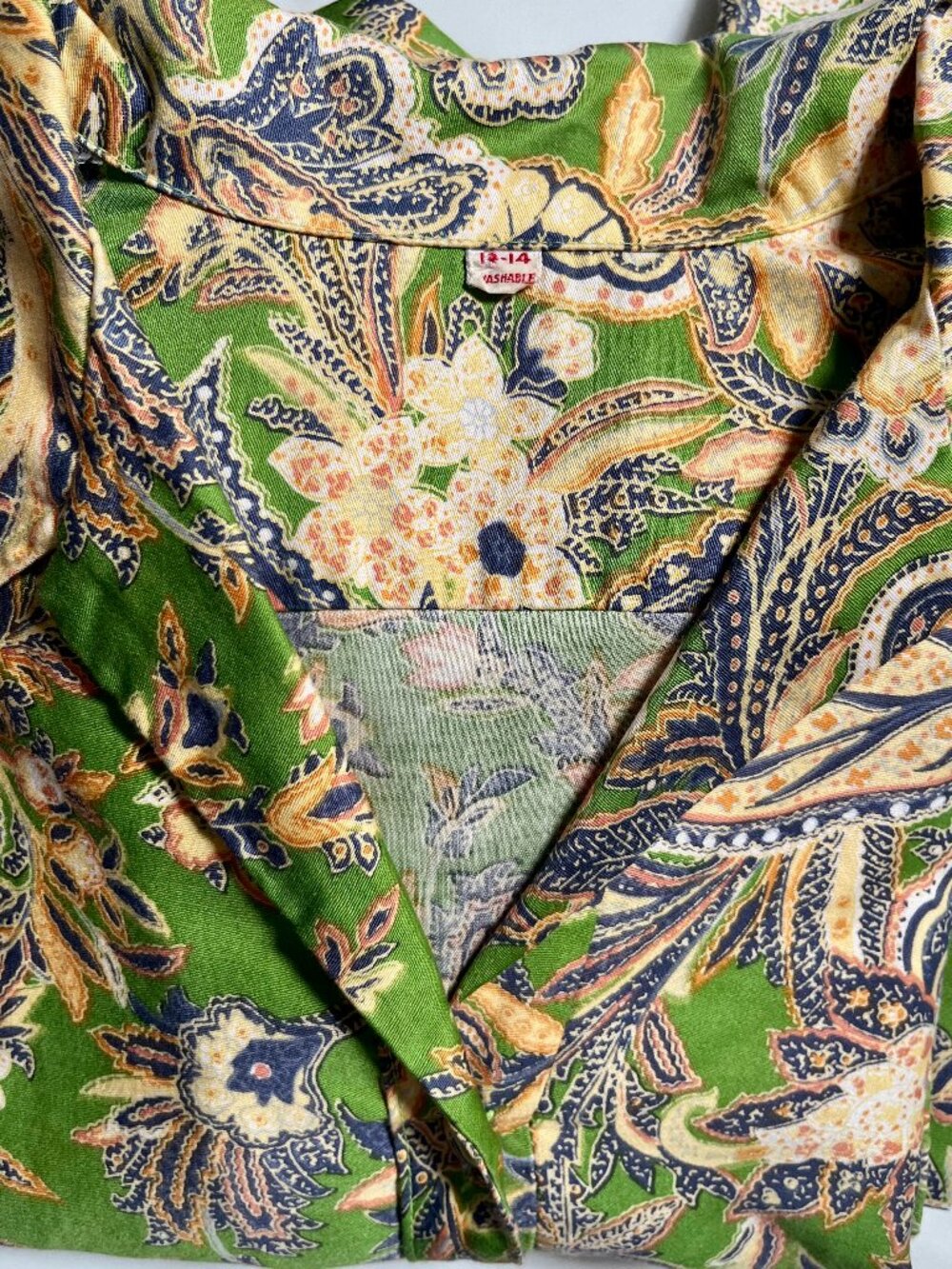 Lady Bayard Vintage Green Paisley Floral Belted Shirt Dress Midi 60s - Picture 8 of 8